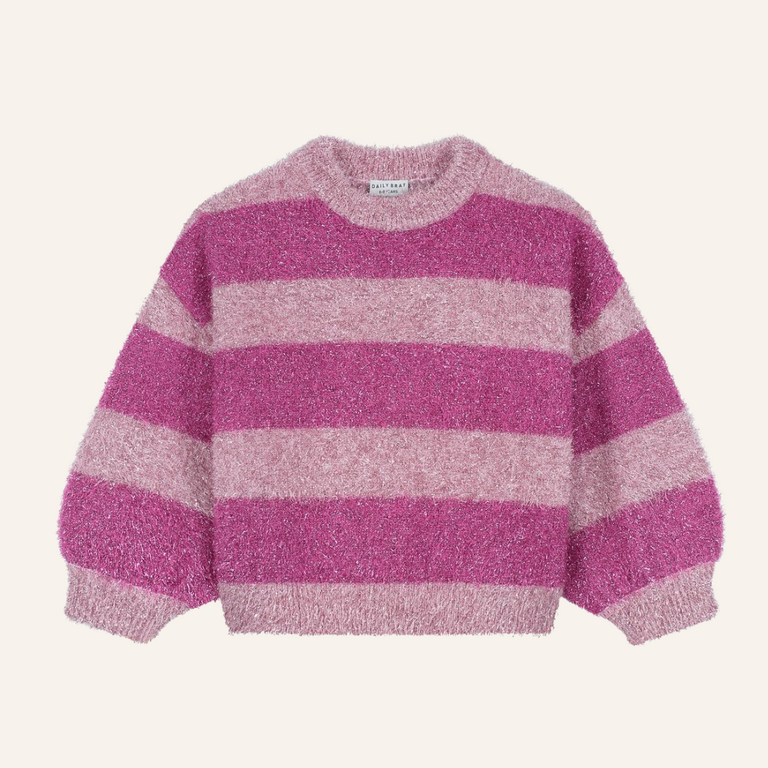 Daily Brat Daily Brat - Pink Glitter Stripe Sweater