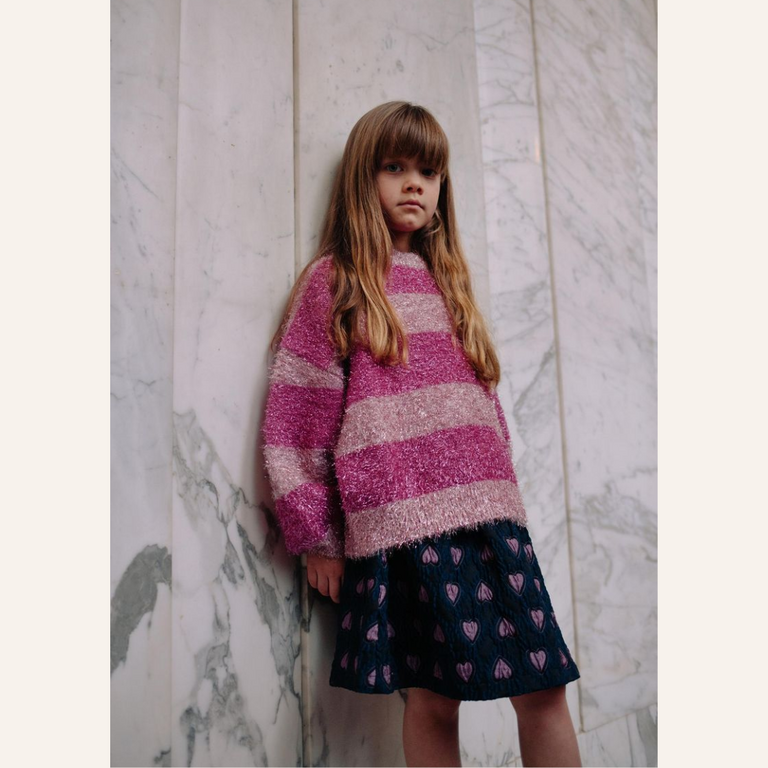 Daily Brat Daily Brat - Pink Glitter Stripe Sweater