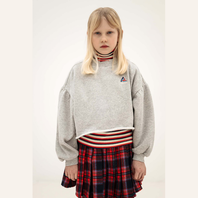 Repose AMS Repose AMS Crop Heart Sweater - Light Mixed Grey