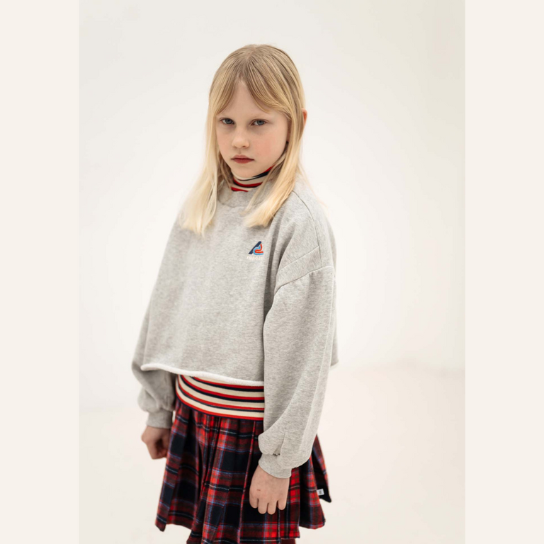 Repose AMS Repose AMS Crop Heart Sweater - Light Mixed Grey
