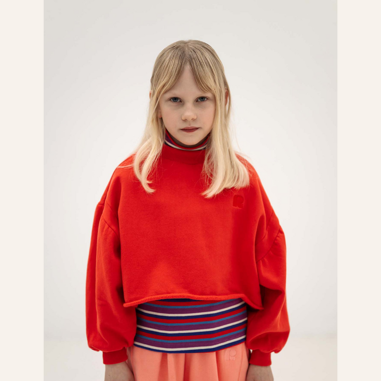 Repose AMS Repose AMS Crop Heart Sweater - Firecracker Red