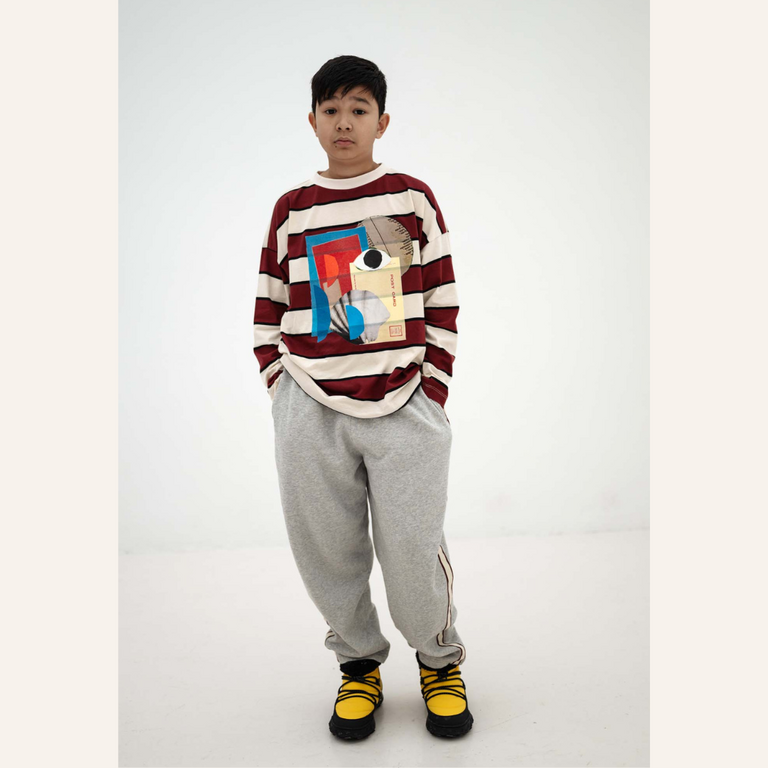 Repose AMS Repose AMS Wide Cut Long Tee - Mulberry Stripe