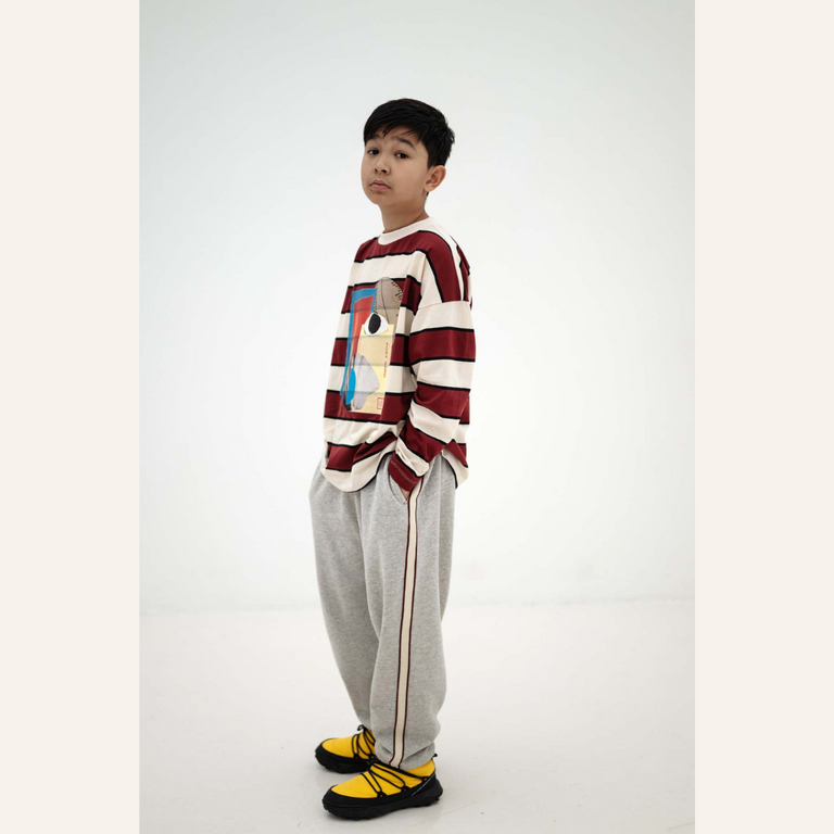 Repose AMS Repose AMS Wide Cut Long Tee - Mulberry Stripe