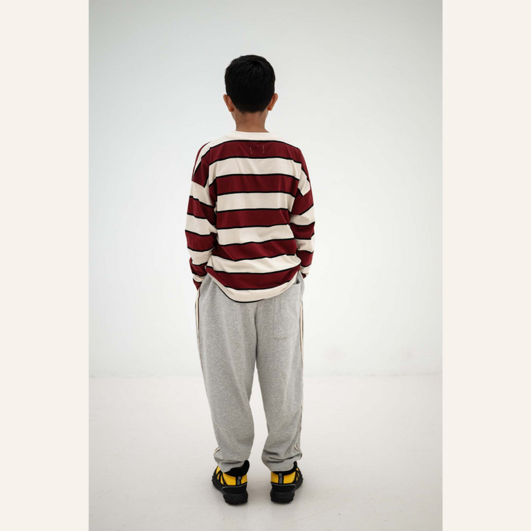 Repose AMS Repose AMS Wide Cut Long Tee - Mulberry Stripe