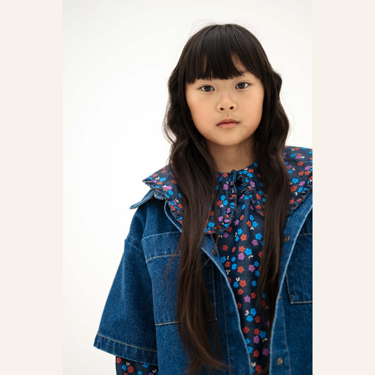 Repose AMS Repose AMS Fancy Collar Blouse - Scattered Petals