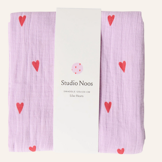 Studio Noos Studio Noos Swaddle Print Large | Purple Hearts