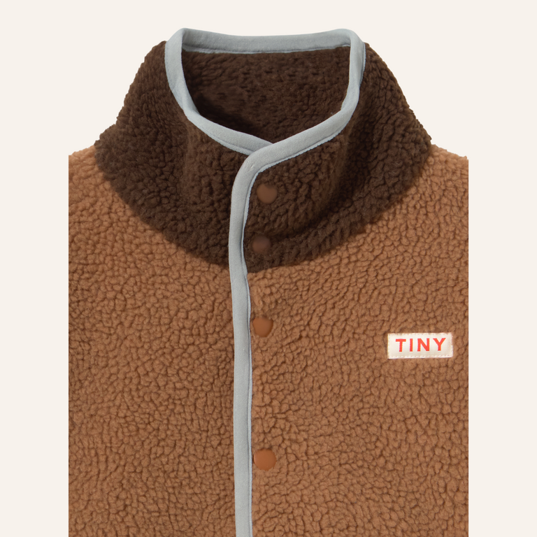 Tiny Cottons Tiny Cottons Color Block Sherpa Jacket | Brown Blue