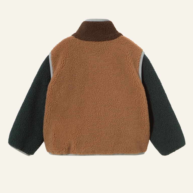 Tiny Cottons Tiny Cottons Color Block Sherpa Jacket | Brown Blue