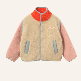 Tiny Cottons Tiny Cottons Color Block Sherpa Jacket | Pink Beige