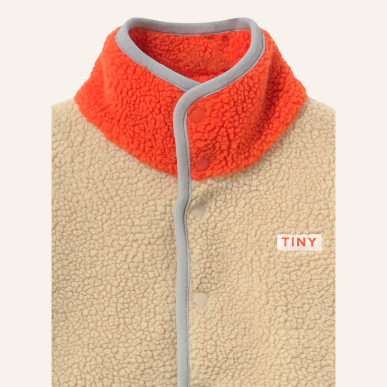 Tiny Cottons Tiny Cottons Color Block Sherpa Jacket | Pink Beige