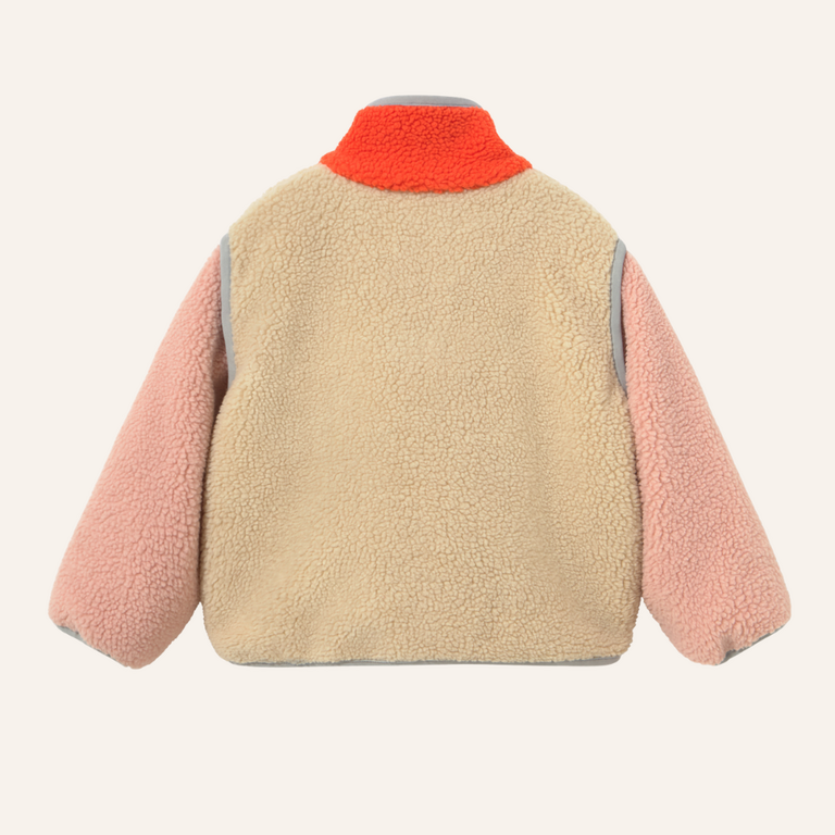Tiny Cottons Tiny Cottons Color Block Sherpa Jacket | Pink Beige
