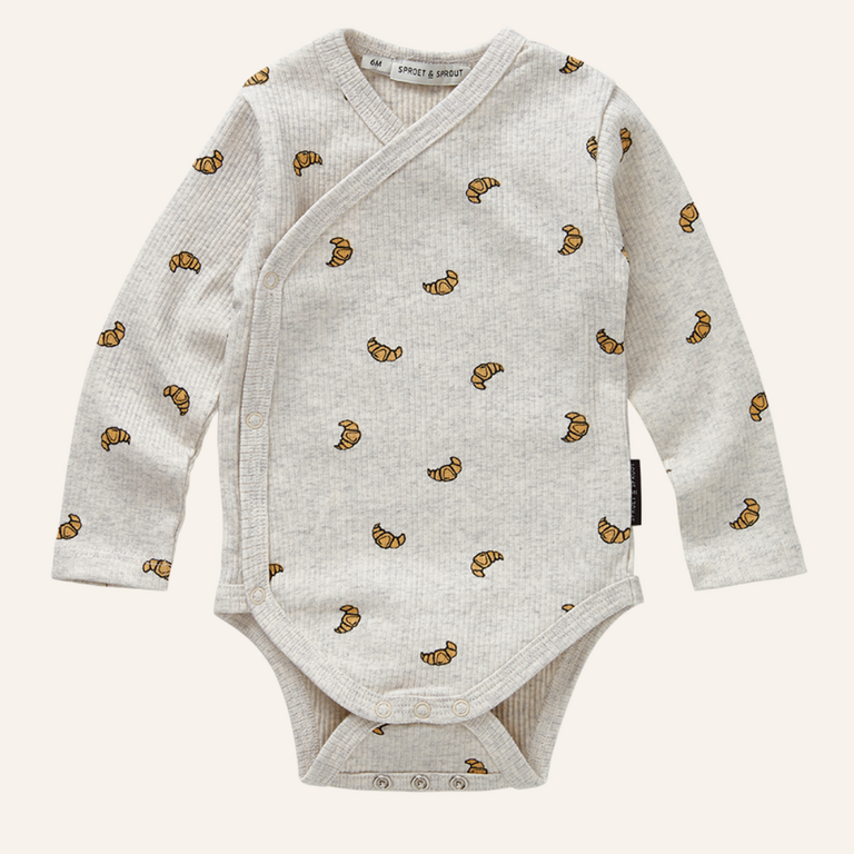 Sproet & Sprout Sproet&Sprout baby rib romper croissant - Ivory