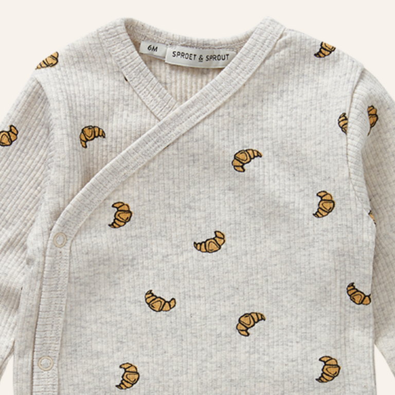 Sproet & Sprout Sproet&Sprout baby rib romper croissant - Ivory