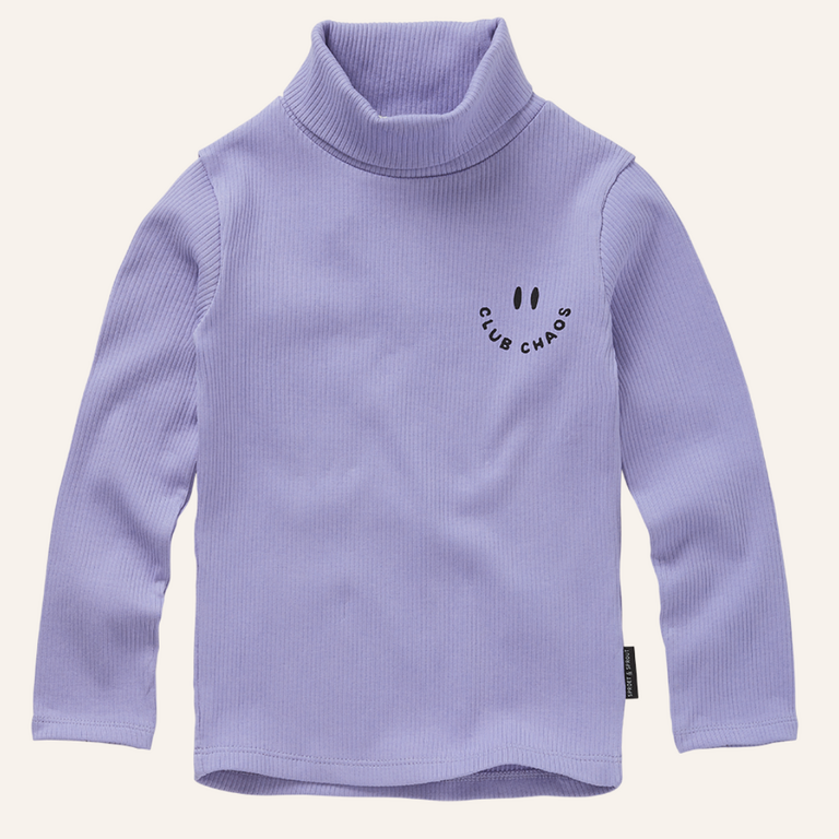 Sproet & Sprout Sproet&Sprout Rib turtle neck - Purple crayon cloud