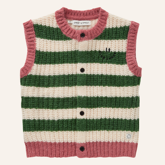 Sproet & Sprout Sproet&Sprout Knitted vest stripes - Deep green