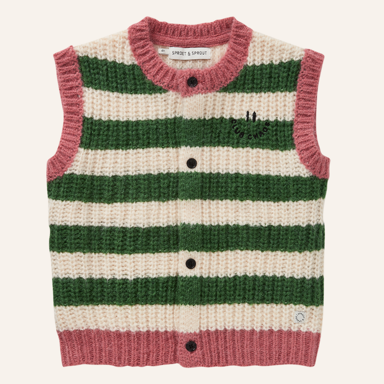 Sproet & Sprout Sproet&Sprout Knitted vest stripes - Deep green