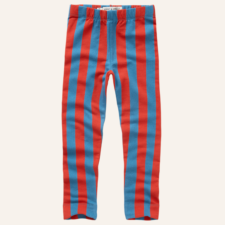 Sproet & Sprout Sproet&Sprout Winter legging blue stripe - Vivid red