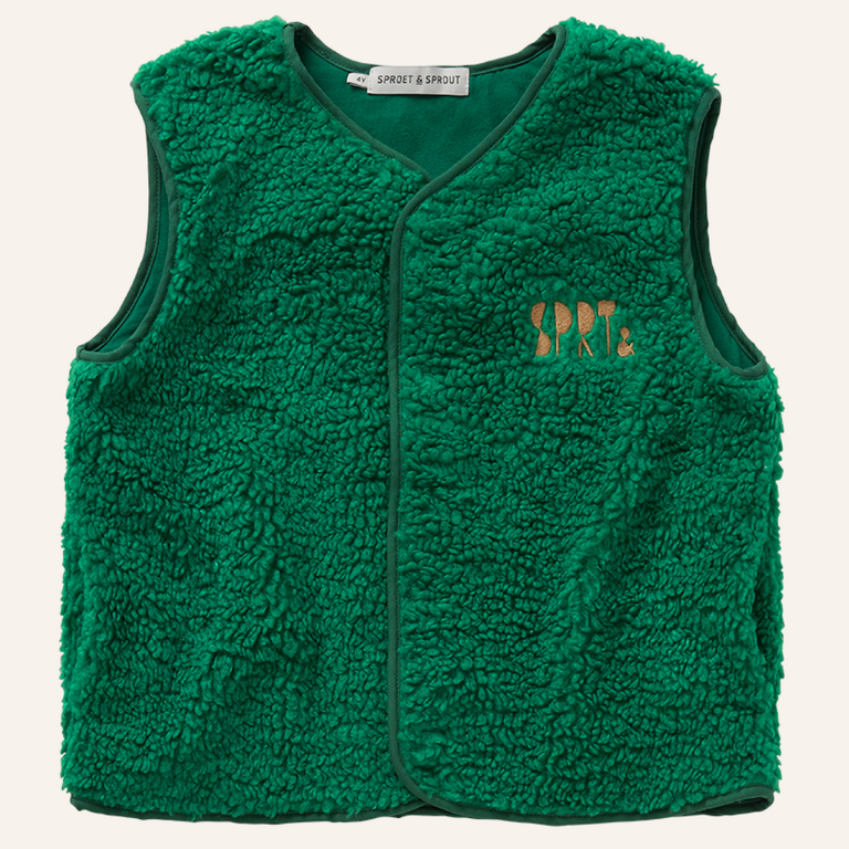 Sproet & Sprout Sproet&Sprout Loose teddy gilet - Deep green