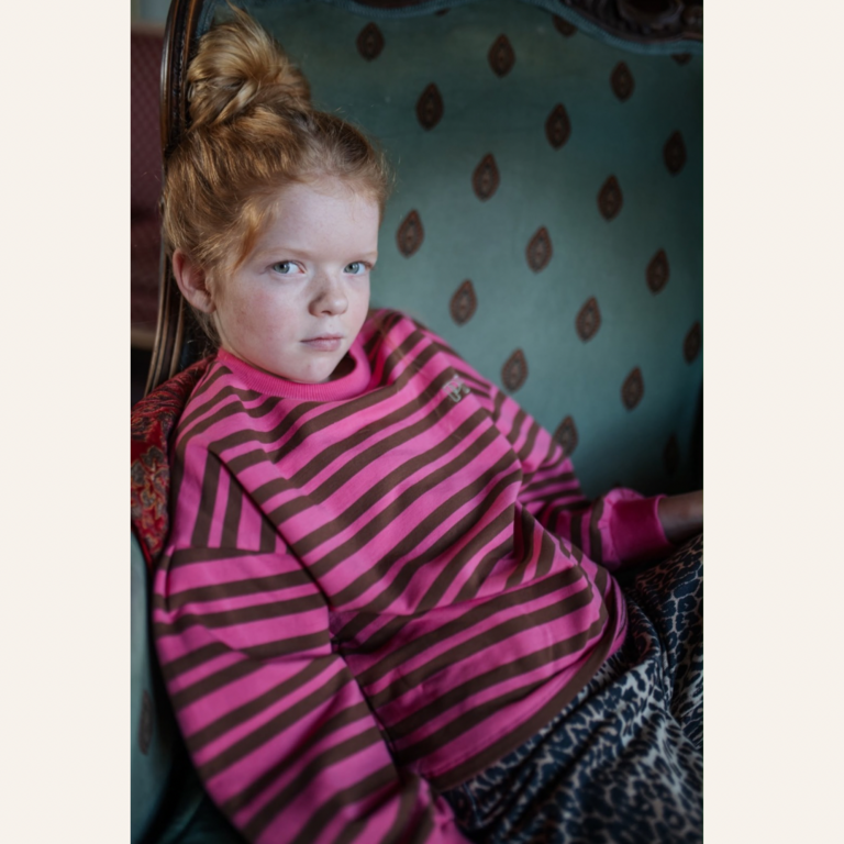Petit Blush Petit Blush Easy sweater stripe - Pink/brown