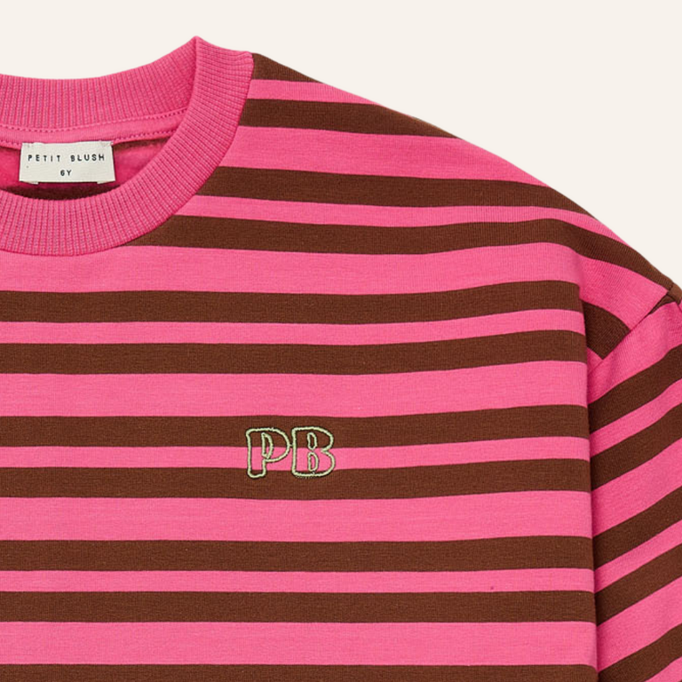 Petit Blush Petit Blush Easy sweater stripe - Pink/brown