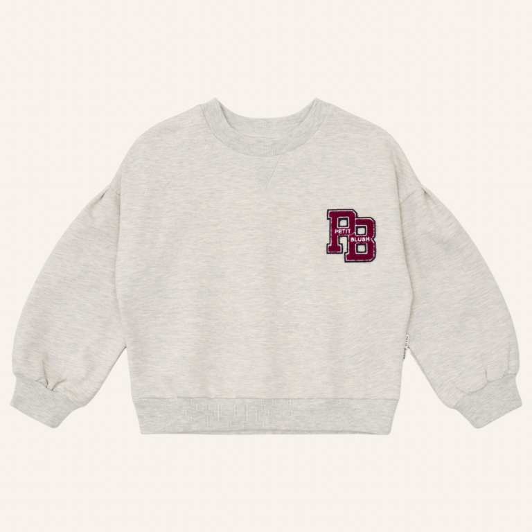 Petit Blush Petit Blush Easy sweater PB logo - Grey melange
