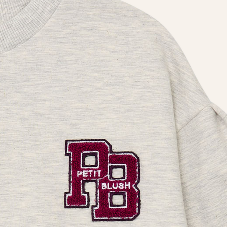 Petit Blush Petit Blush Easy sweater PB logo - Grey melange
