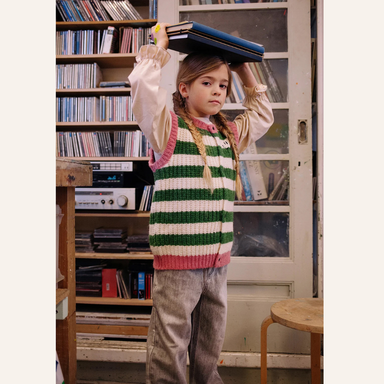Sproet & Sprout Sproet&Sprout Knitted vest stripes - Deep green