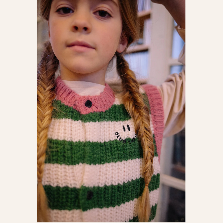 Sproet & Sprout Sproet&Sprout Knitted vest stripes - Deep green