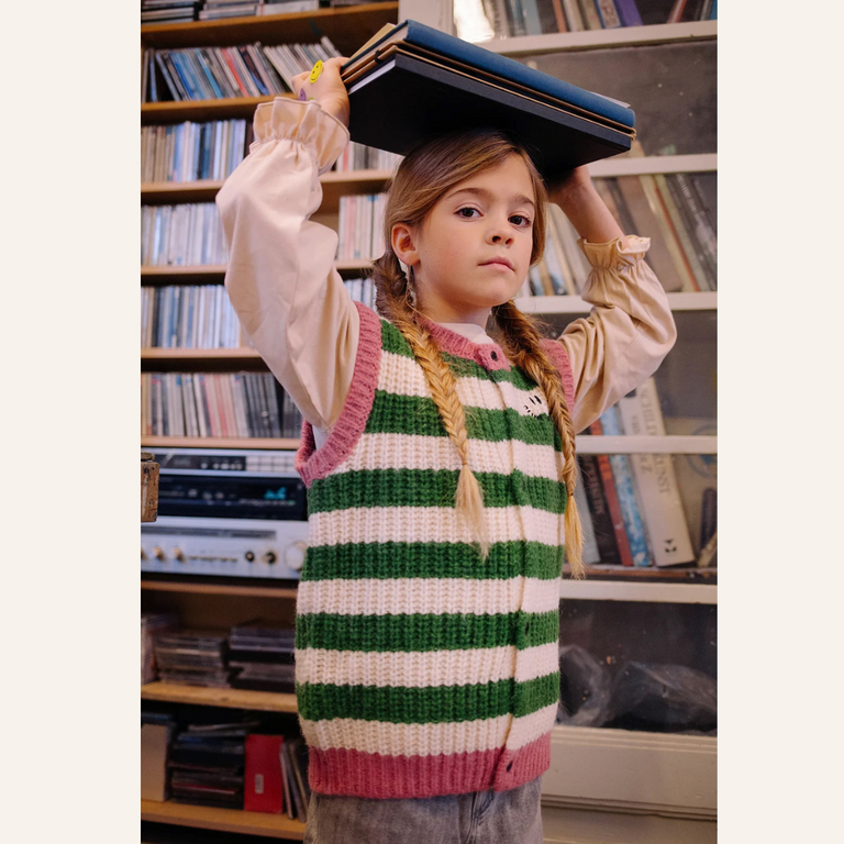 Sproet & Sprout Sproet&Sprout Knitted vest stripes - Deep green