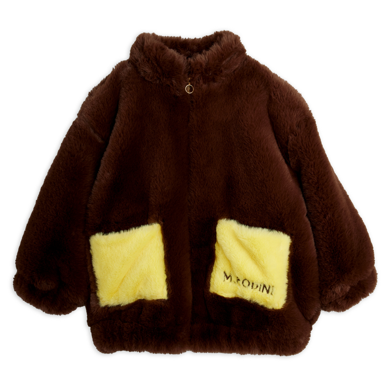 Mini Rodini Mini Rodini Rabbit Ear Faux Fur Jacket - Brown