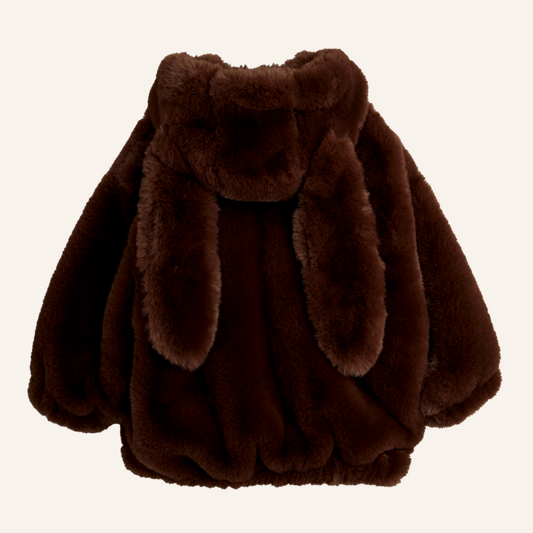 Mini Rodini Mini Rodini Rabbit Ear Faux Fur Jacket - Brown