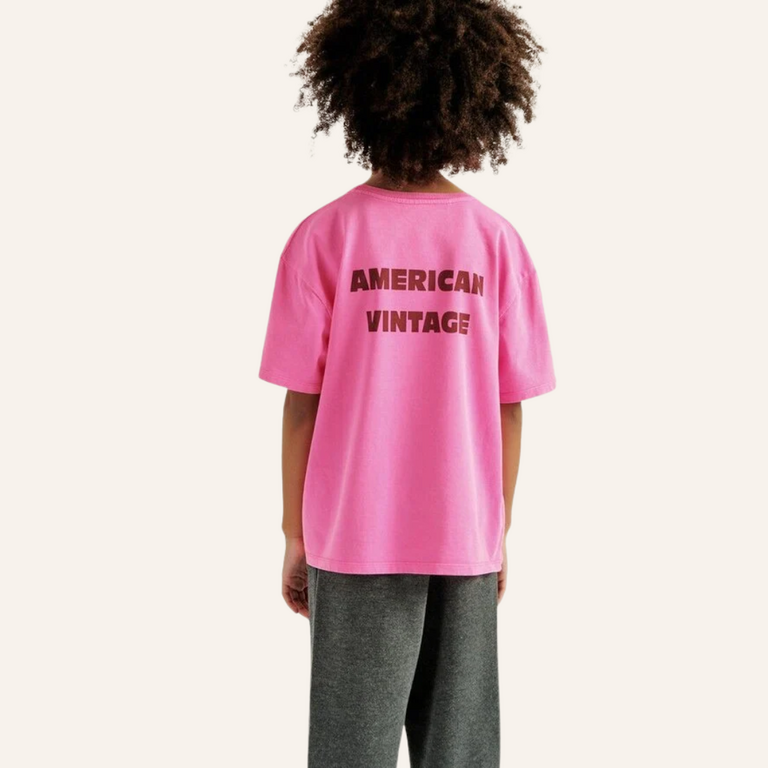 American Vintage AMV Kid t-shirt Fizvalley - Rose Fluo