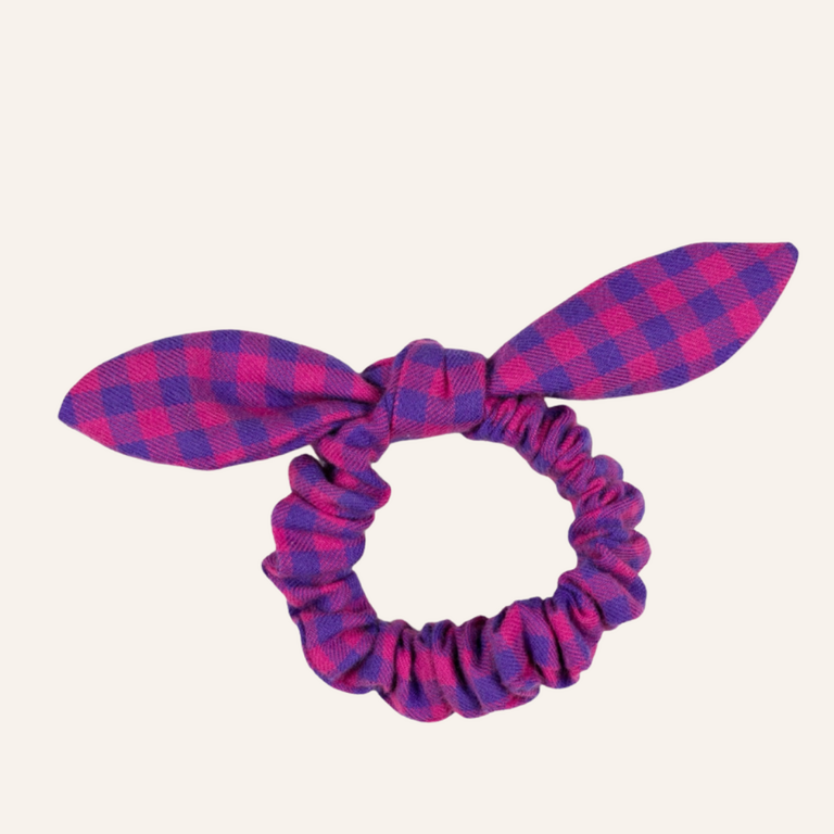 Nixnut Nixnut bow scrunchie - Blueberry checkered