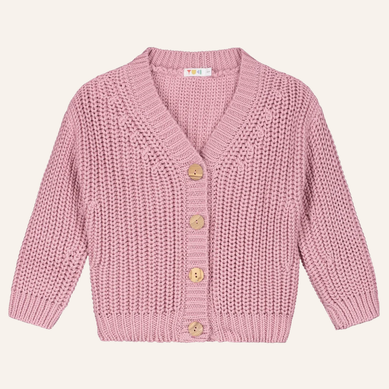 Yuki Yuki Chunky Knitted Cardigan - Crepe Pink