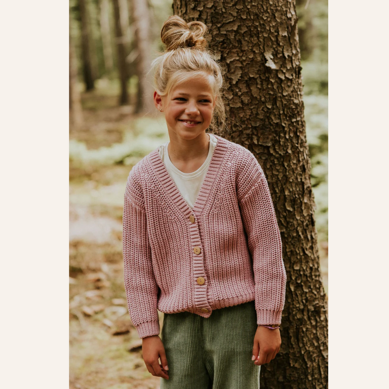 Yuki Yuki Chunky Knitted Cardigan - Crepe Pink