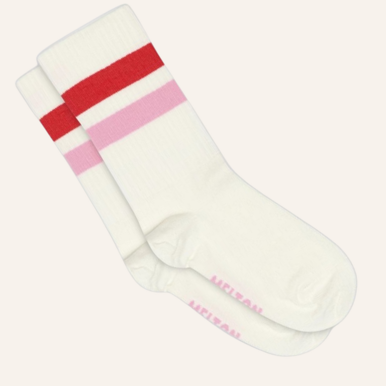 Melton Melton Sporty stripe socks - Begonia pink