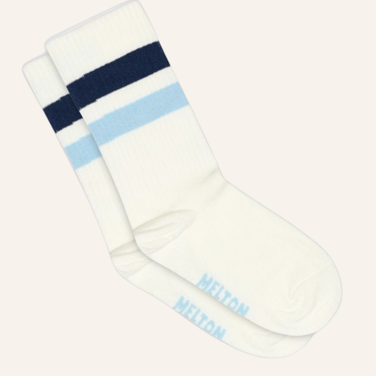 Melton Melton Sporty stripe socks - Sky blue