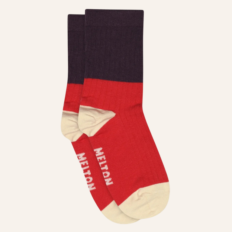 Melton Melton Block colour socks - Poinsettia
