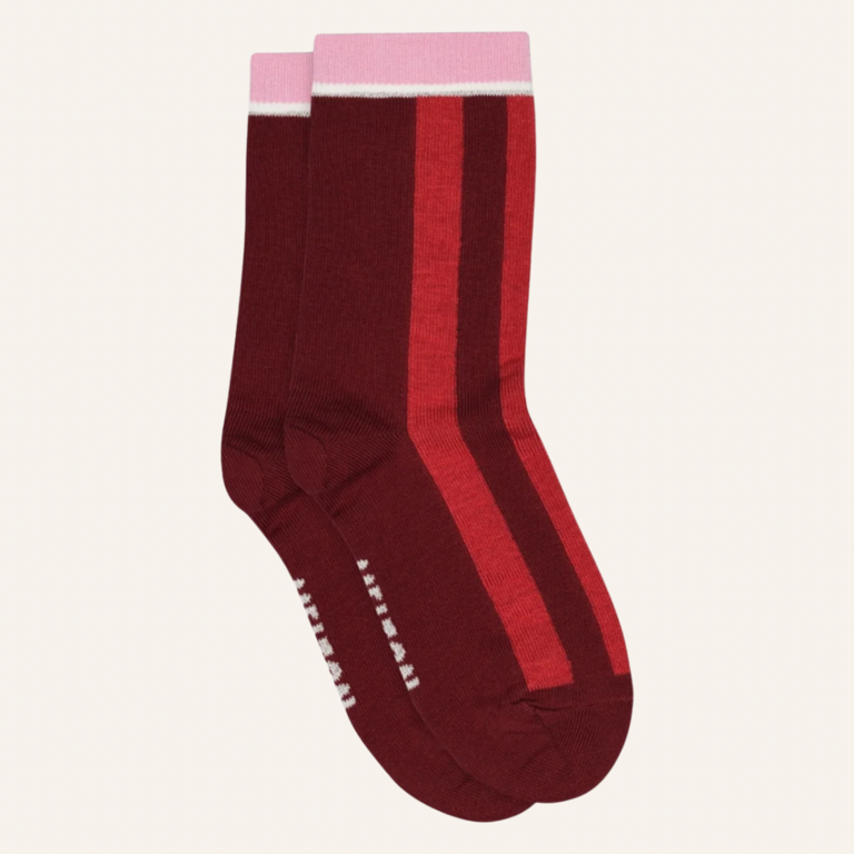 Melton Melton Block stripe socks - Tomato