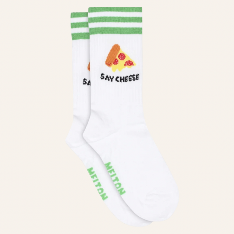 Melton Melton Pizza socks - White