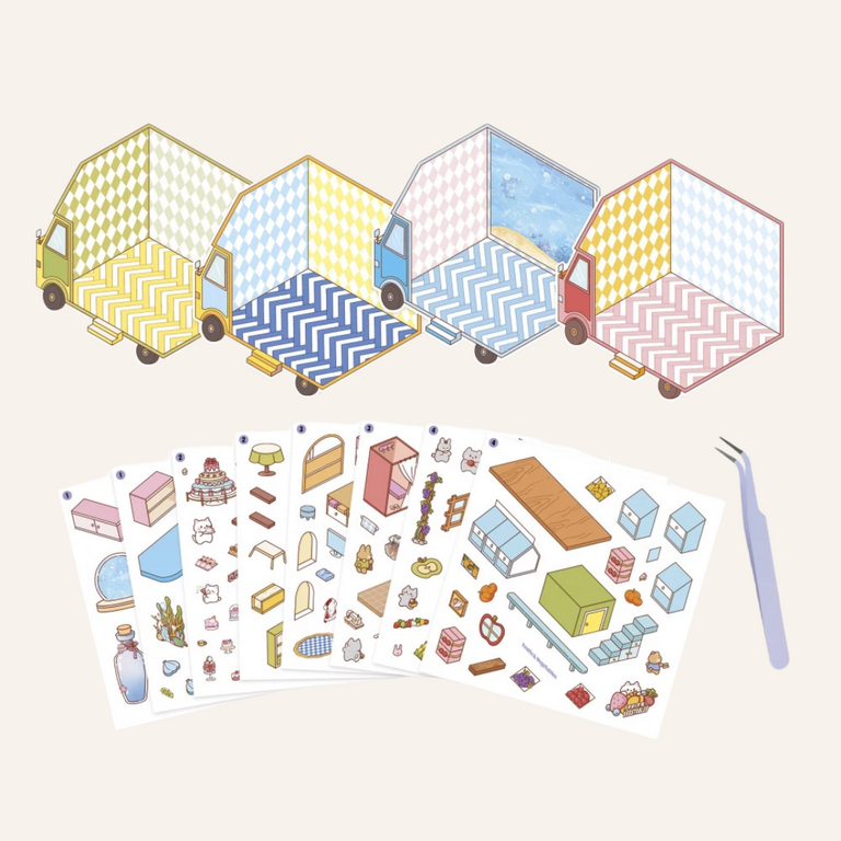 Janod Cosy stickers - Tiny trucks