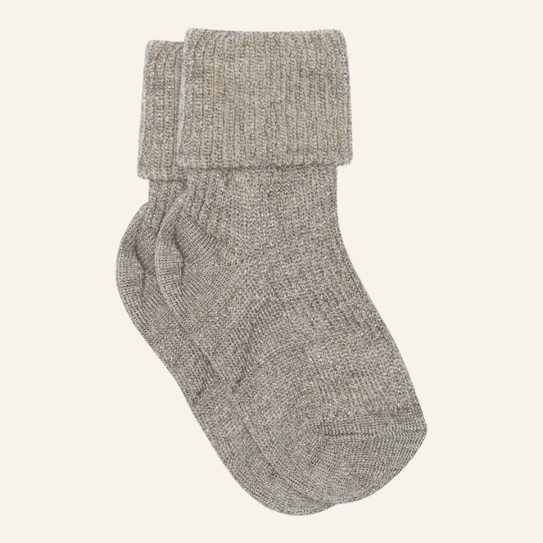 MP Denmark Iris glitter sock baby - Doeskin