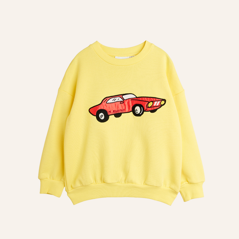 Mini Rodini Mini Rodini Car application sweatshirt | Yellow