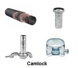 KO111233 - Hose set 4" Suction/discharge-fuel. 5mtr. 4" Camlock male part - 4" Camlock female part