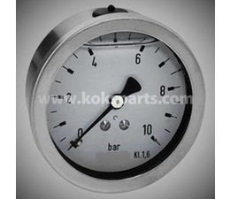 KO101635 - Pressure gauge 0/10 bar. 1/2" rear connection. Diam. 100mm.