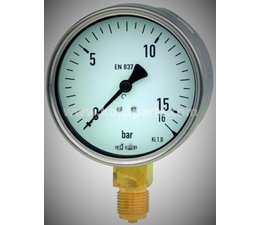 KO102037 - Pressure Gauge. Reading Range: 0/16 bar, Connection: 1/4", BC, 63mm.