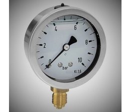 KO100038 - Manometer. Lesereichweite: -1/0 bar. Anschluss: 1/4" unterer Anschluss.