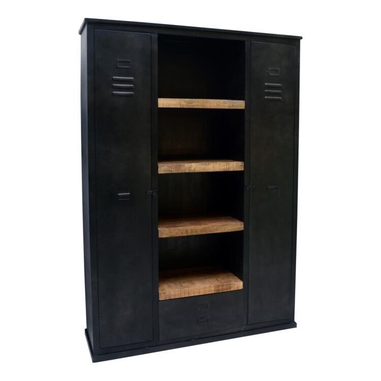 Starfurn industriele lockerkast Liz | Mangohout en metaal | 140 cm