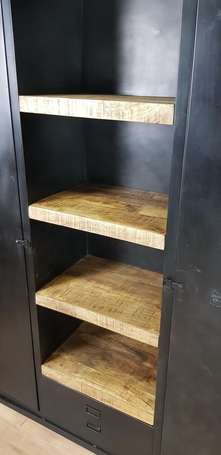 Starfurn industriele lockerkast Liz | Mangohout en metaal | 140 cm