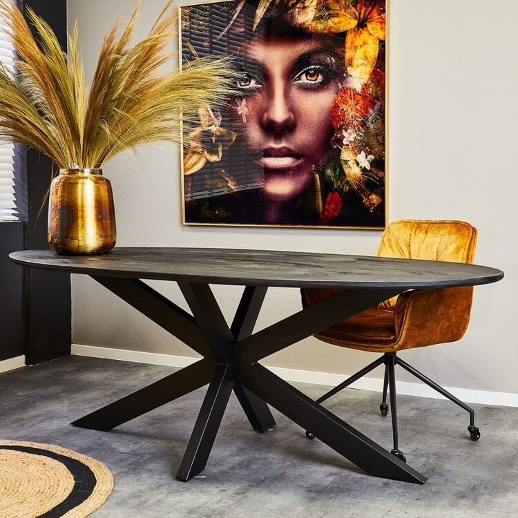 Starfurn Ovale eettafel zwart 210 cm | New York  | Mangohout